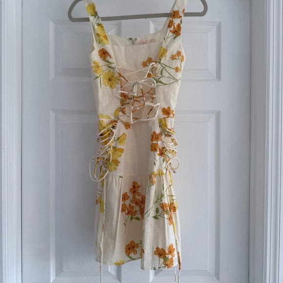 SABO Brea Floral Cotton Lace Up Mini Dress 2 - Picture 12 of 13